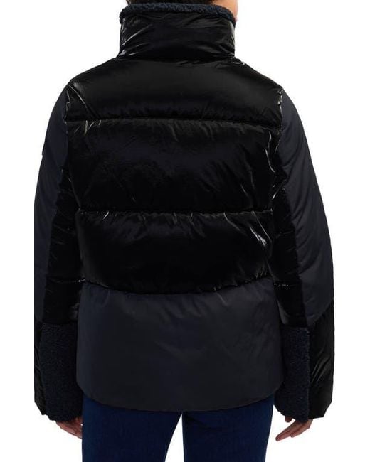Scotch & Soda Black Selma Mixed Media Water Repellent Jacket
