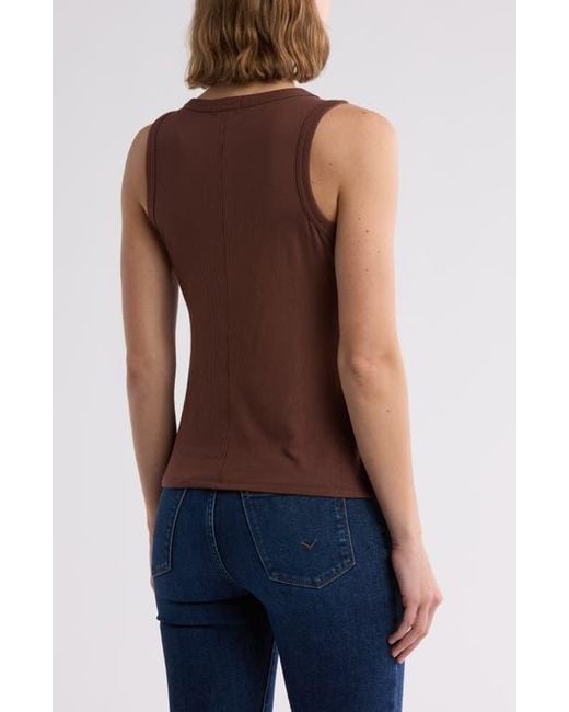 Halogen® Blue Fitted Ribbed Tank Top