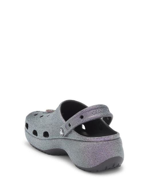 CROCSTM Gray Iridescent Glitter Platform Clog