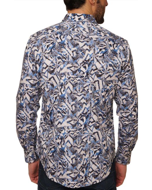 Robert Graham Blue Santos Long Sleeve Button Up Shirt for men