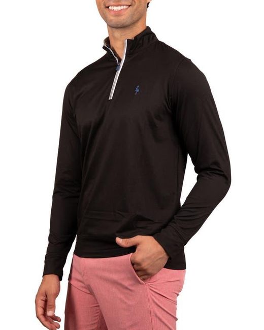 Tailorbyrd Black Solid Mesh Quarter Zip Sweater for men