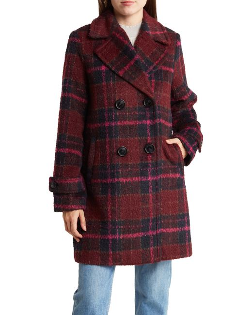 Sam Edelman Red Plaid Double Breasted A-line Coat