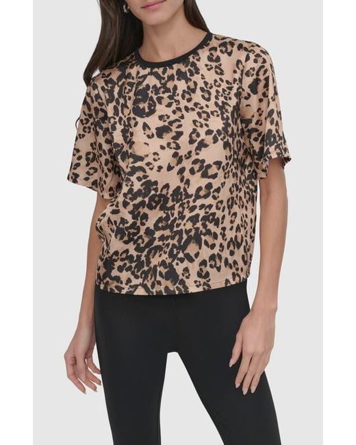 DKNY Black Print Scarf Twill Short Sleeve Top