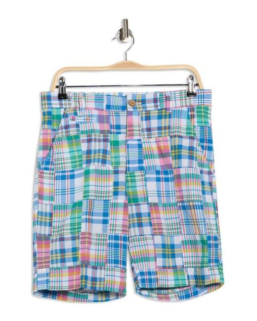 Vintage 1946 Blue Patchwork Madras Flat Front Shorts for men