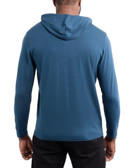 Xray Jeans Blue Long Sleeve Hooded T-Shirt for men