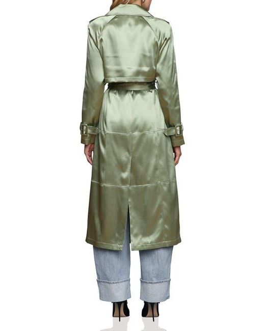 Avec Les Filles Green Double Breasted Satin Coat