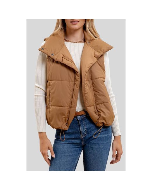 Blu Pepper Asymmetric Zip Puffer Vest in Blue Lyst