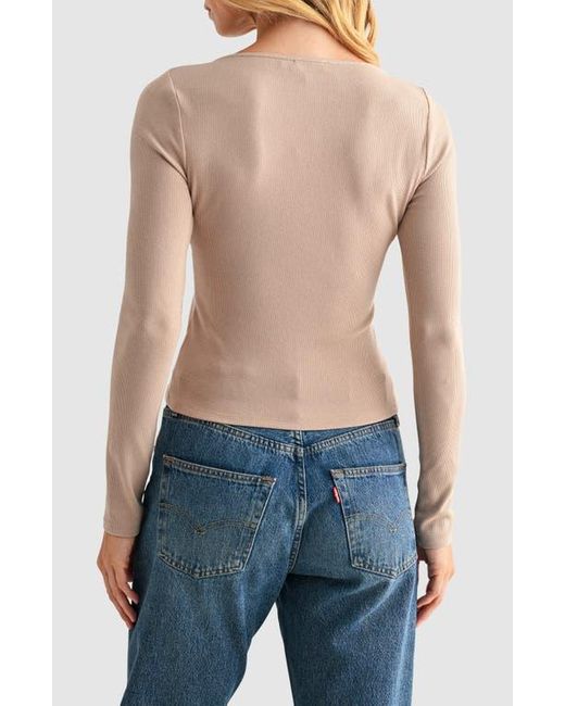 Lush Blue Long Sleeve Button Front Crop Top