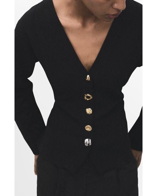 Mango Black Dali Knit Jacket