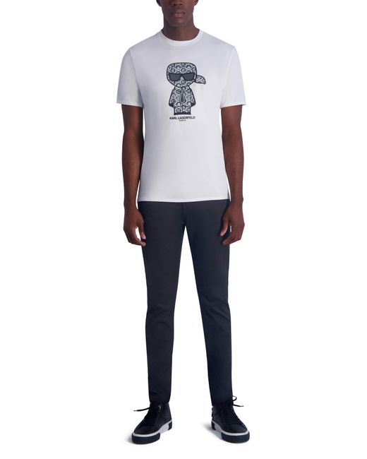 Karl Lagerfeld White Karl Monogram Graphic Print T-shirt for men