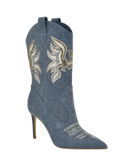 Guess Blue Rasima Pointy Toe Western Boot