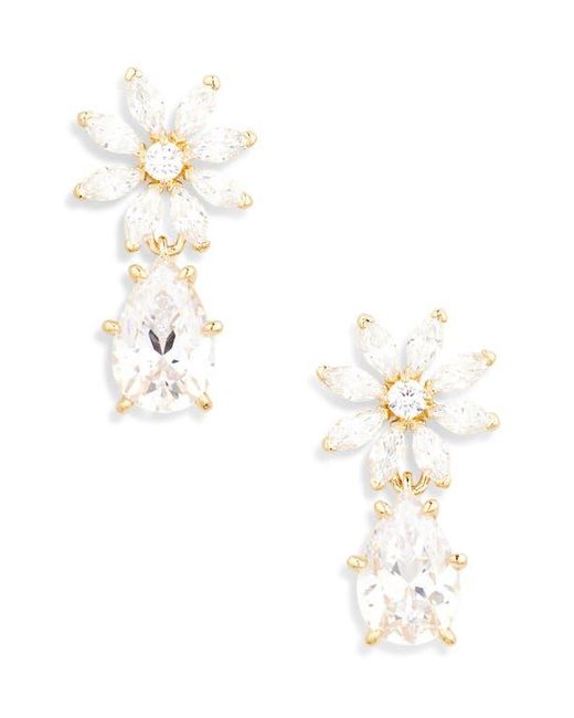 Nadri White Wildflower Cubic Zirconia Drop Earrings
