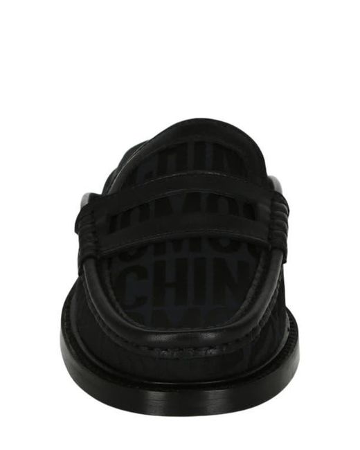 Moschino Black Canvas Slipper Mule