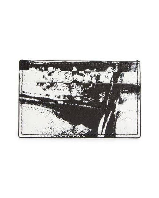 McQueen Black Fold Pattern Leather Card Holder for men