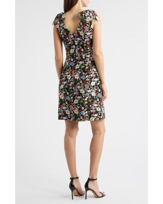 eliza j floral embroidered fit & flare dress Eliza J Floral Embroidery Bow Detail Fit & Flare Dress in Black