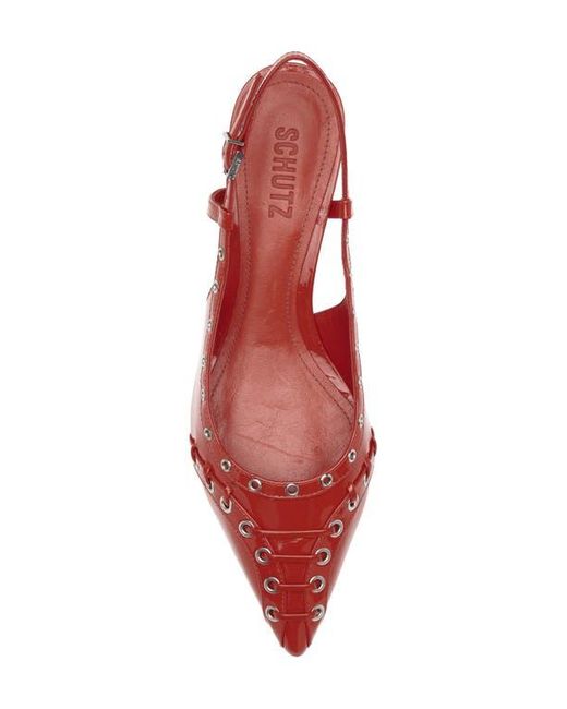 SCHUTZ SHOES Red Ruth Kitten Heel Slingback Pump