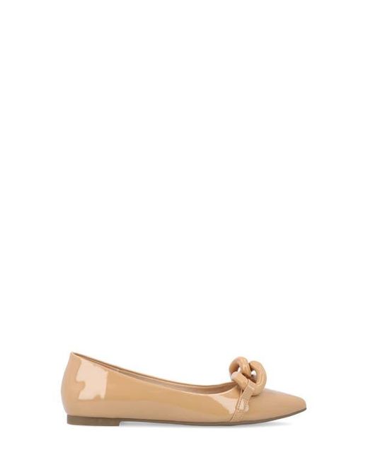 Journee Collection Natural Clareene Pointed Toe Flat