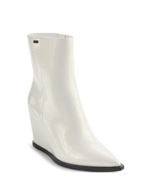 DKNY Women's White Iris Pointed Toe Wedge Bootie - Main Image