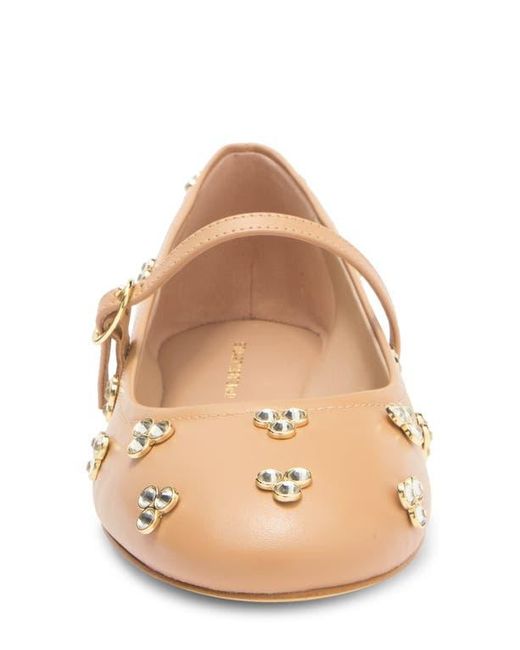 Stuart Weitzman Natural Tammy Crystal Mary Jane Flat