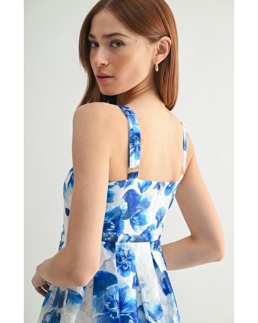 Mila + Mate Blue Floral Bustier Fit & Flare Midi Dress