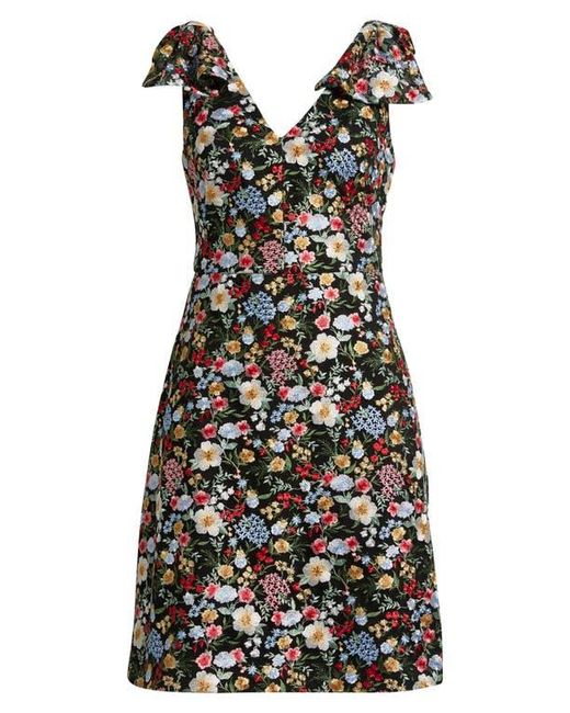 eliza j floral embroidered fit & flare dress Eliza J Floral Embroidery Bow Detail Fit & Flare Dress in Black