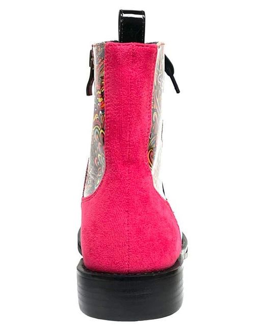 Ninety Union Black Mixed Print Lace-Up Boot