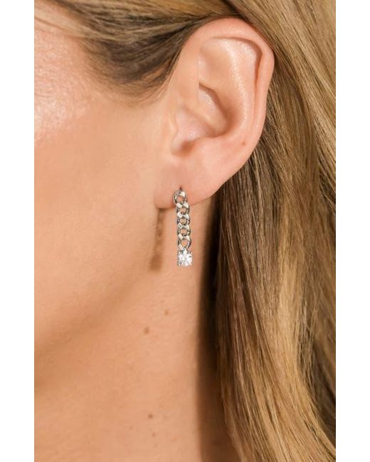 Sterling Forever White Phoebe Cubic Zirconia Chain Link Drop Earrings