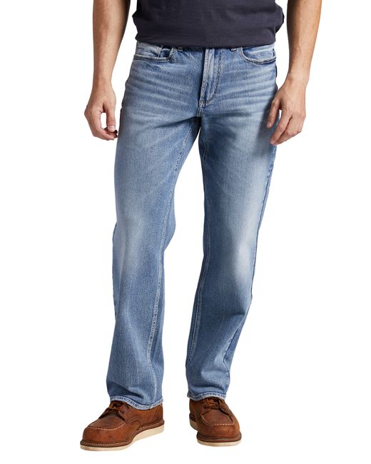 Silver Jeans Co. Blue Gordie Relaxed Straight Fit Stretch Cotton Blend Jeans for men