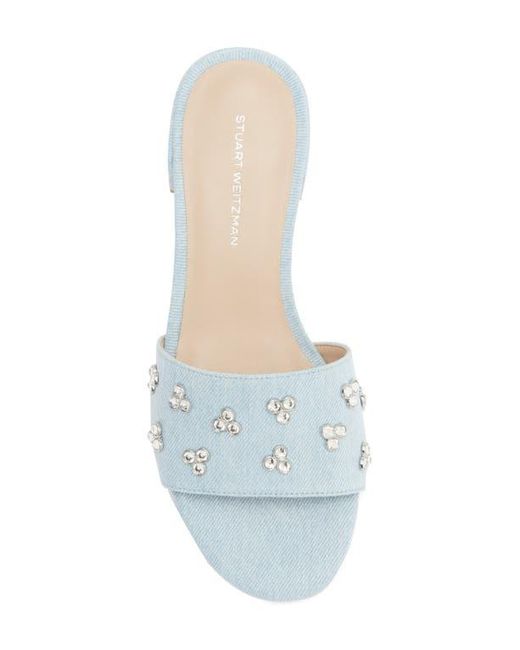 Stuart Weitzman White Tammy Crystal Slide Sandal