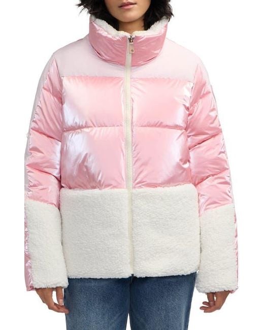 Scotch & Soda Pink Selma Mixed Media Water Repellent Jacket