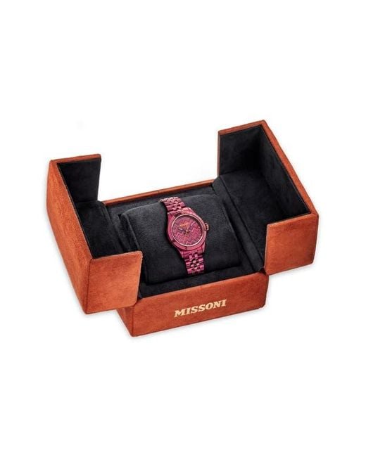 Missoni Purple Classic Zigzag Bracelet Watch, 34Mm