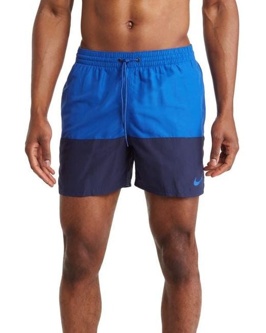 Nike Blue Colorblock Drawstring Volley Shorts for men