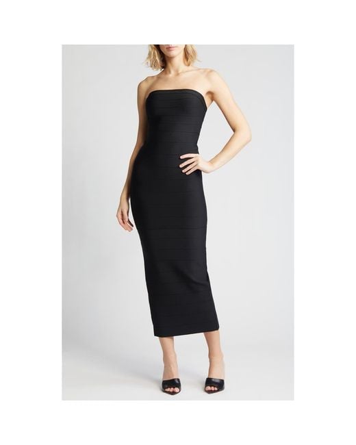 Bebe Black Strapless Bandage Dress