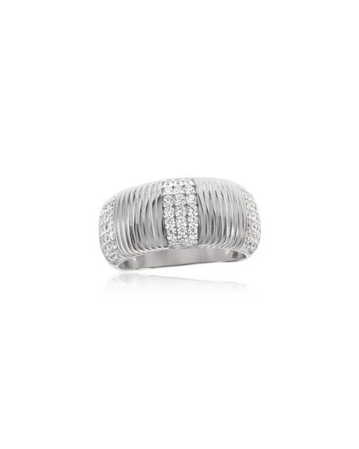 Suzy Levian Pavé Cubic Zirconia Line Wide Band Ring in Metallic | Lyst