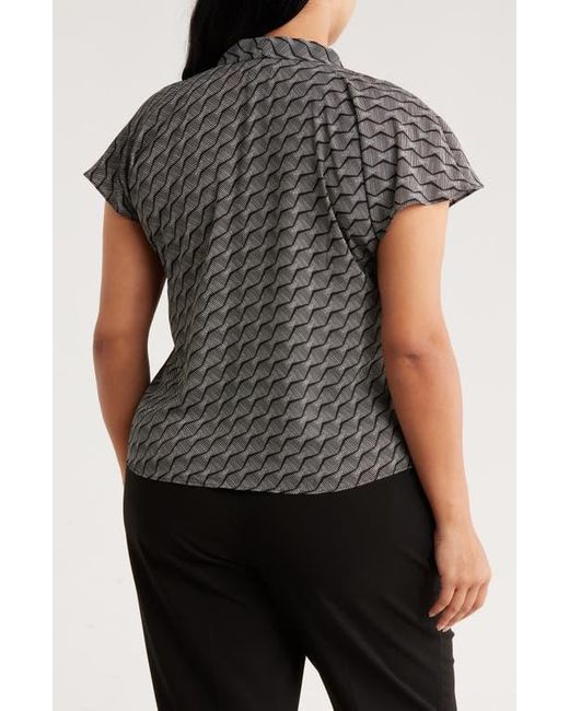 Nordstrom Rack Gray Tie Neck Flutter Sleeve Top