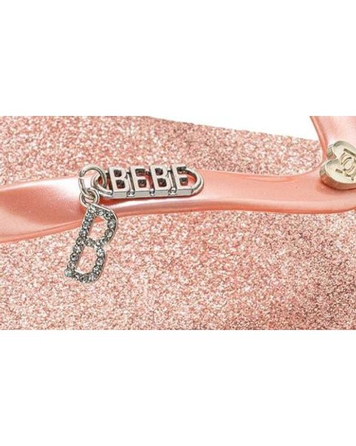 Bebe Pink Glittery Thong Sandal