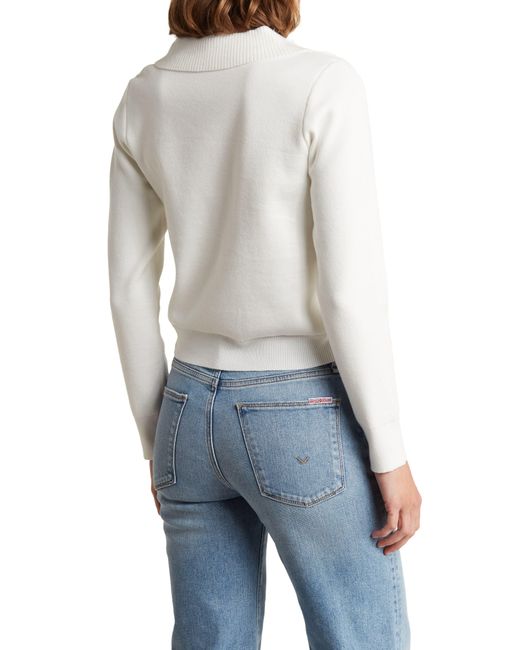 Love By Design White Annie Quarter Zip Crop Sweater