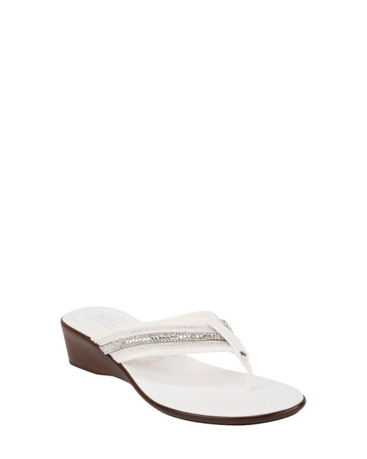 Italian Shoemakers White Jewel Wedge Sandal
