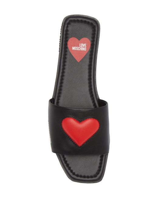 Love Moschino White Heart Slide Sandal