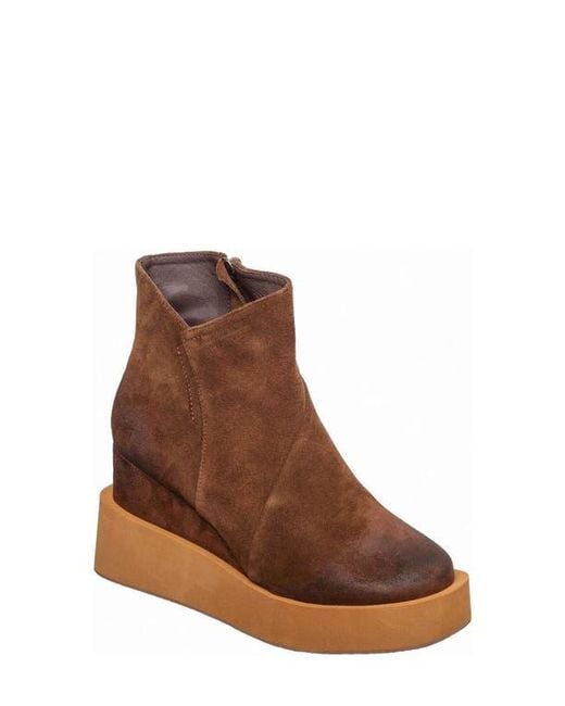 Antelope Brown Suede Platform Wedge Boot