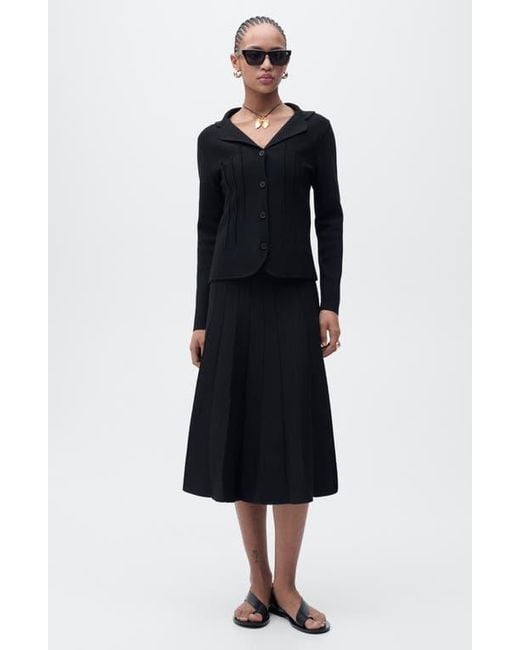 Mango Black Knit Jacket With Lapel Collar