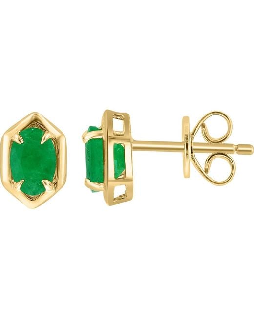 Effy Metallic Oval Emerald Stud Earrings