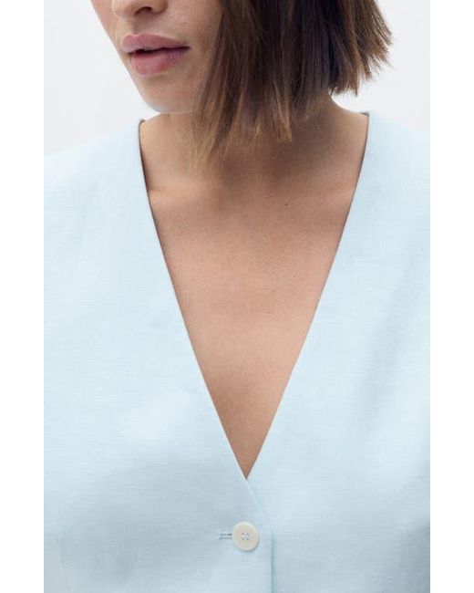 Mango Blue Linen Vest