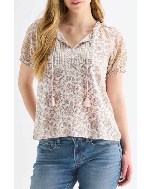 Lucky Brand White Split Neck Top