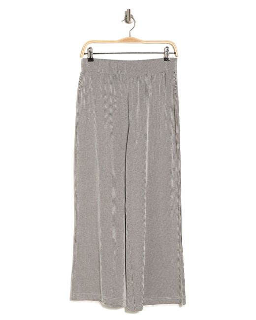Adrianna Papell Gray Stripe Wide Leg Pull-on Pants