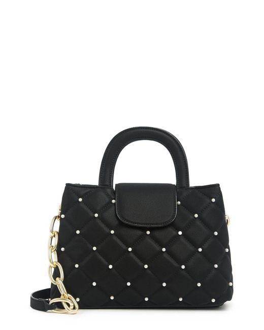 House of Want Faux Pearl Diamond Quilt Snack Mini Satchel In Noir ...