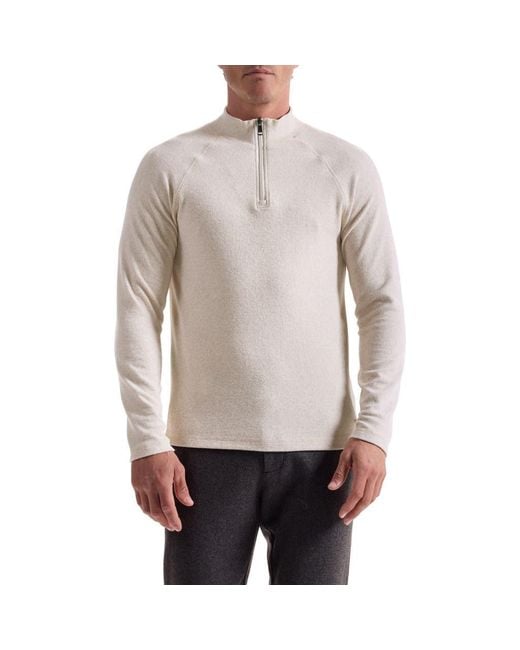 Bugatchi Gray Brushed Cotton Blend Quarter Zip Pullover for men