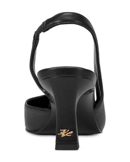 Karl Lagerfeld Black Sheenz Pointed Toe Slingback Pump