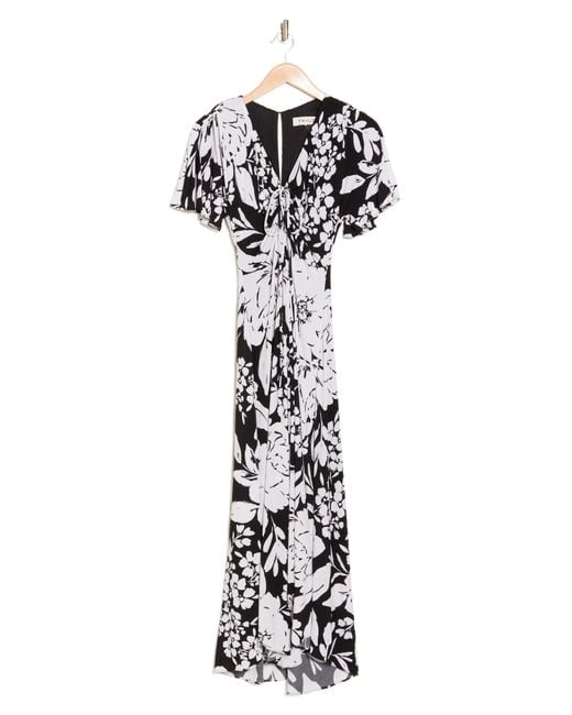Taylor Dresses White Floral Ruched Front Midi Dress