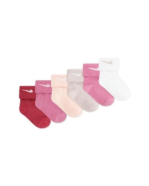 Nike Pink Assorted 6-Pack Lightweight Ankle Socks